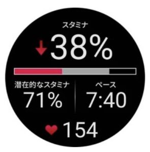 ガーミンのリアルタイムスタミナ